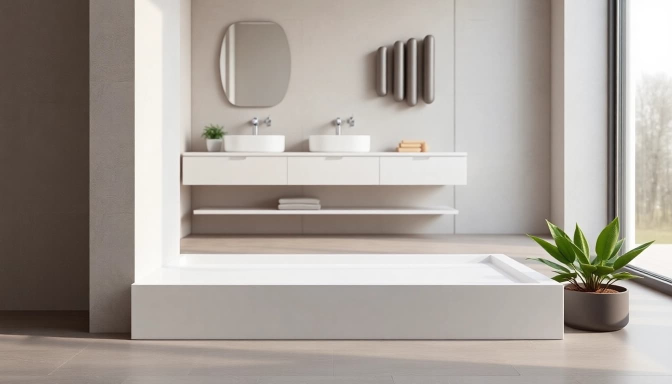Upgrade your bathroom with a stylish shower base shower element in a contemporary setting.