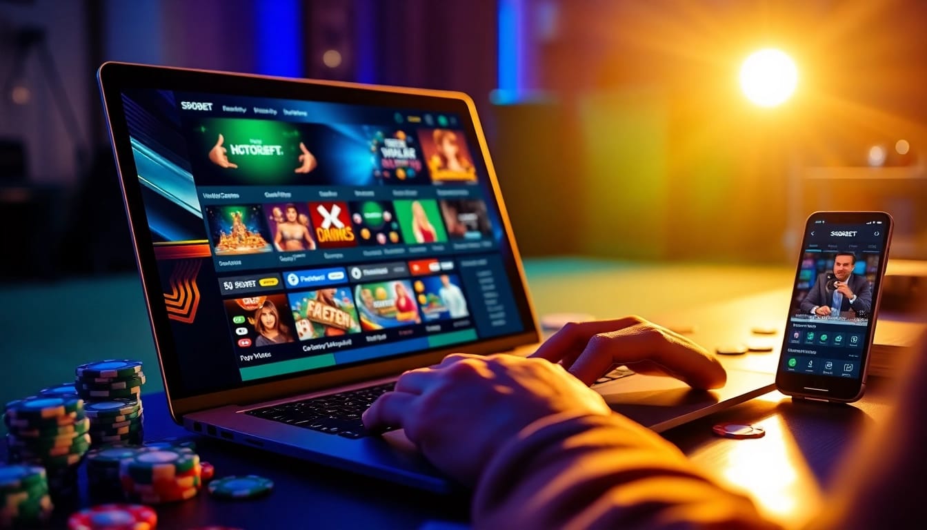 SBOBET.dance - Engaging user experience highlighted with vibrant gaming graphics and casino elements.