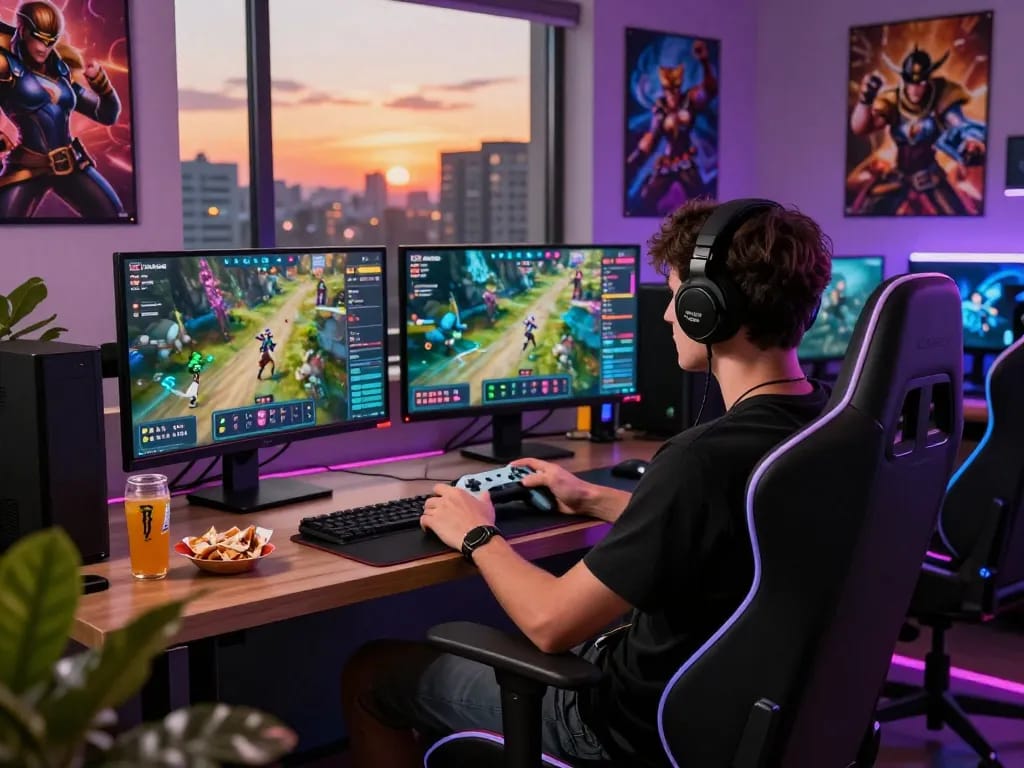 Engaging online gaming scene showcasing vibrant interface and user at https://gem88.com.mx/ with immersive atmosphere.