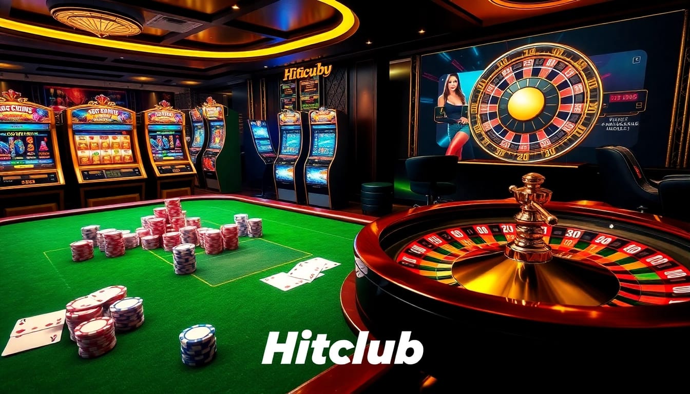 Experience exciting gameplay at Hitclub with vibrant casino tables and slot machines.
