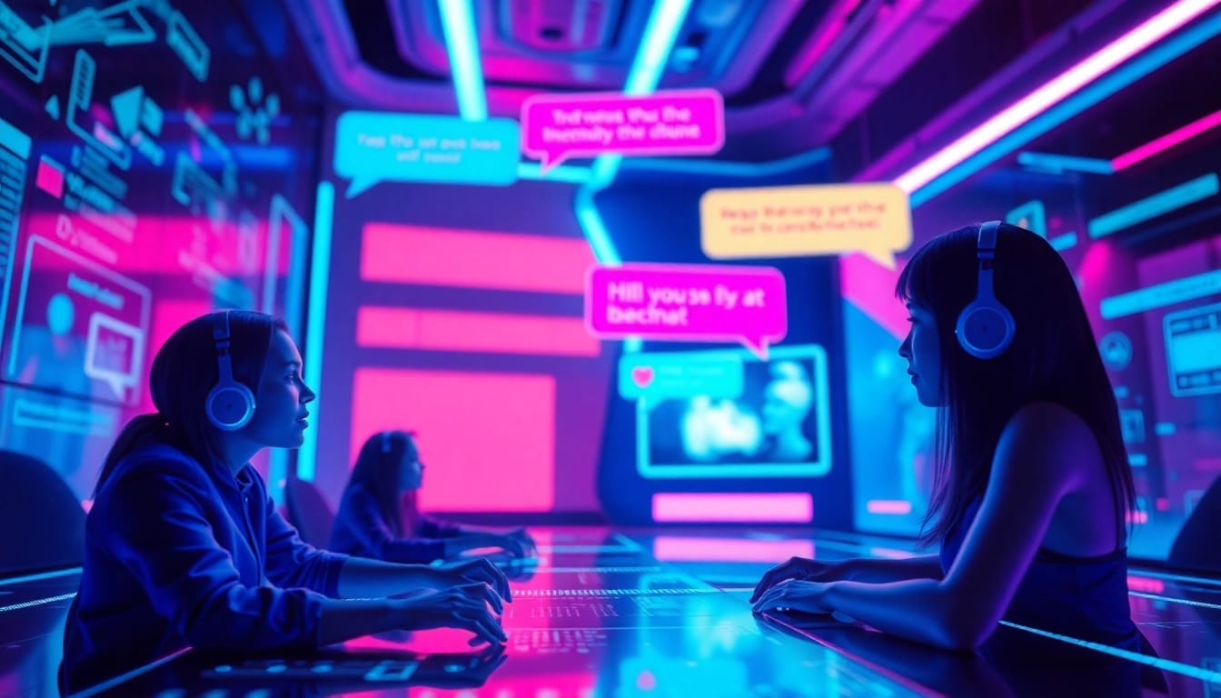 Dynamic NSFW AI chat environment showcasing vibrant digital interactions and immersive experiences.