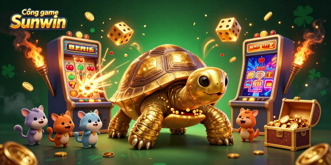 Engage with Cổng game Sunwin through an exciting 3D scene showcasing thrilling casino action and vibrant game elements.