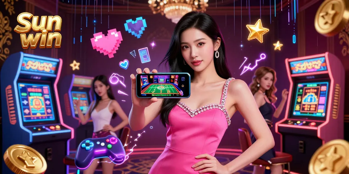 Experience the excitement of Sun win with vibrant casino games and holographic elements.