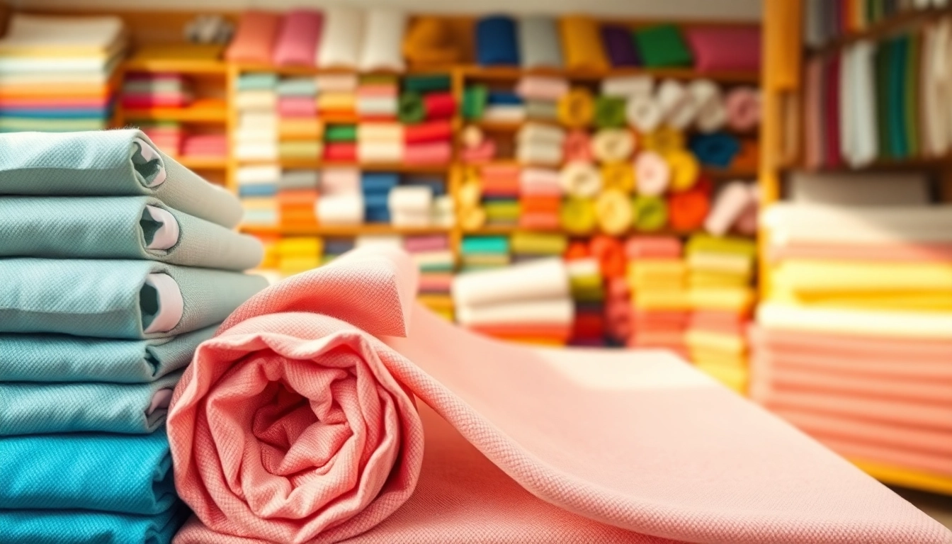 Katoenstoffen in een kleurrijke stoffenwinkel met diverse texturen en patronen.