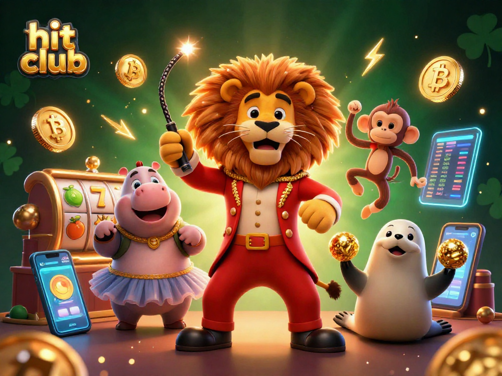 Experience thrilling action at hit club with vibrant characters and casino game elements in an energetic 3D illustration.