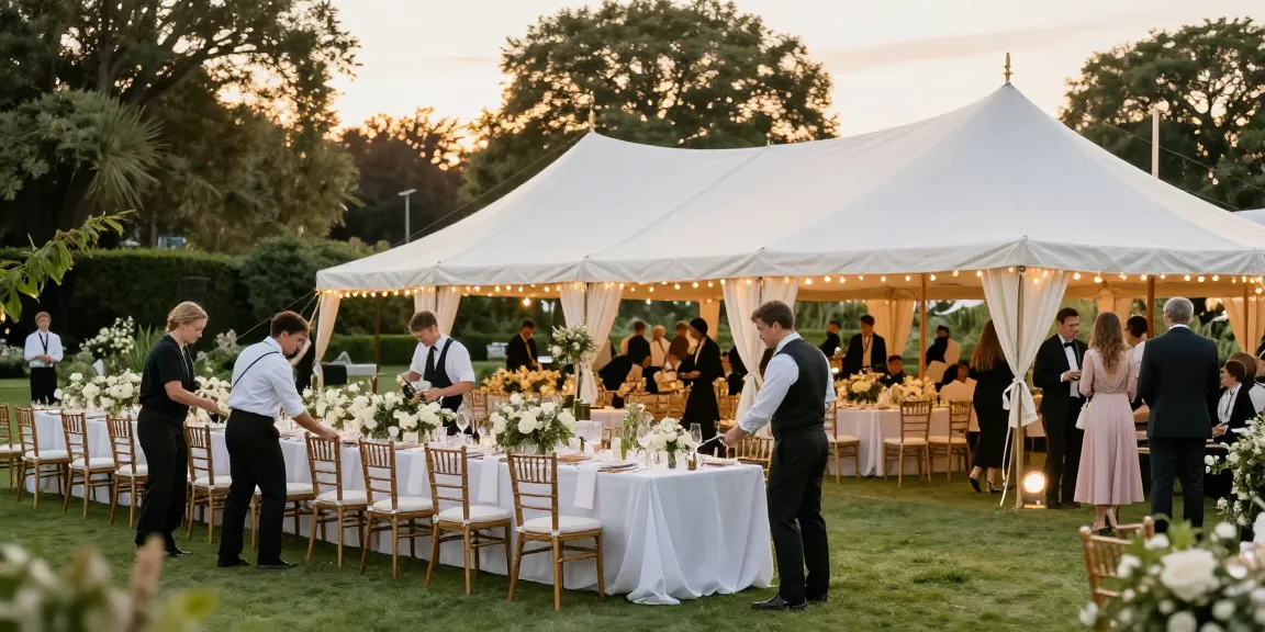 Stunning marquee hire London setup for an elegant outdoor event, showcasing lush garden decor and professional arrangements.