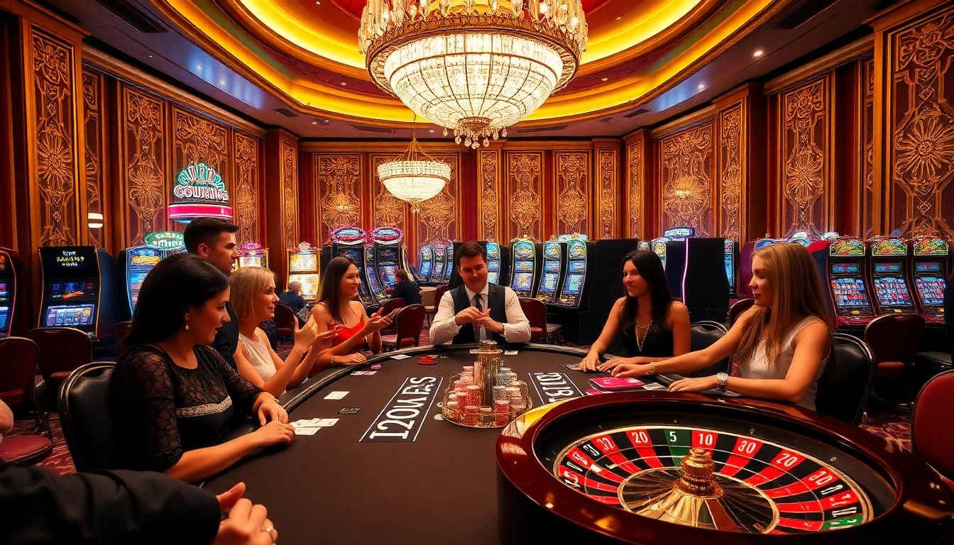 Experience the thrill of U888 com with vibrant casino gaming, featuring poker tables and glowing slot machines.