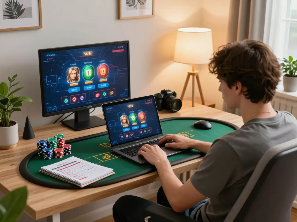 Taking part in Tài Xỉu gaming at taixiuonline86 from a cozy home office setup.