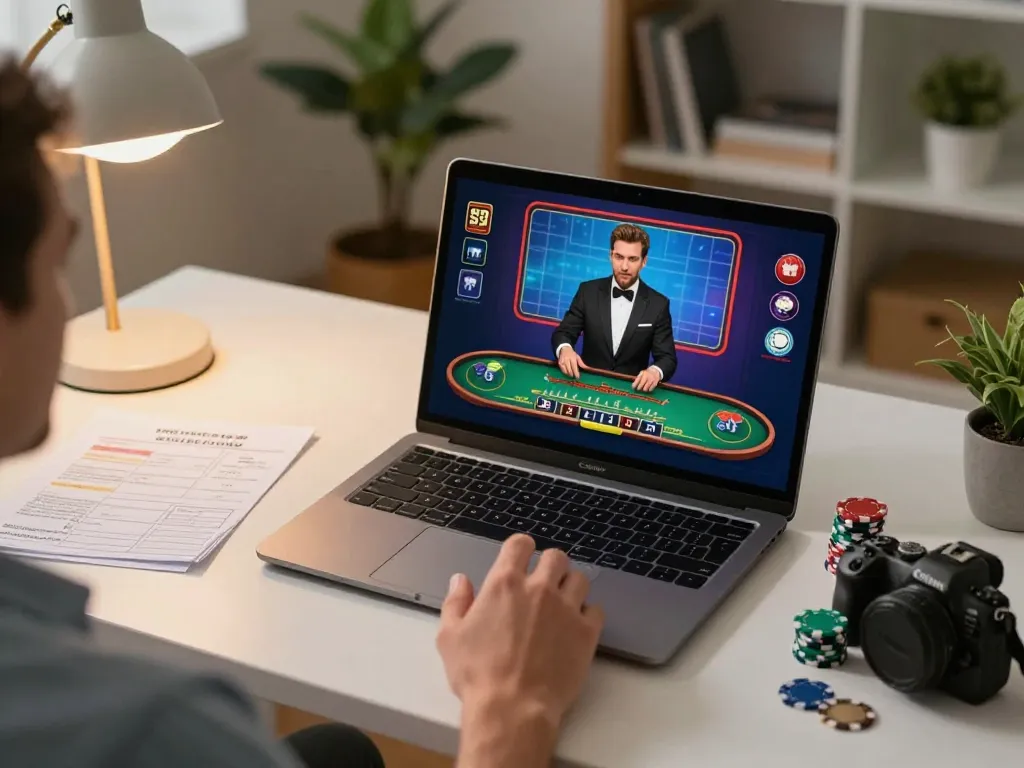 Betting with 1gom while enjoying a relaxing home environment at an online blackjack table.