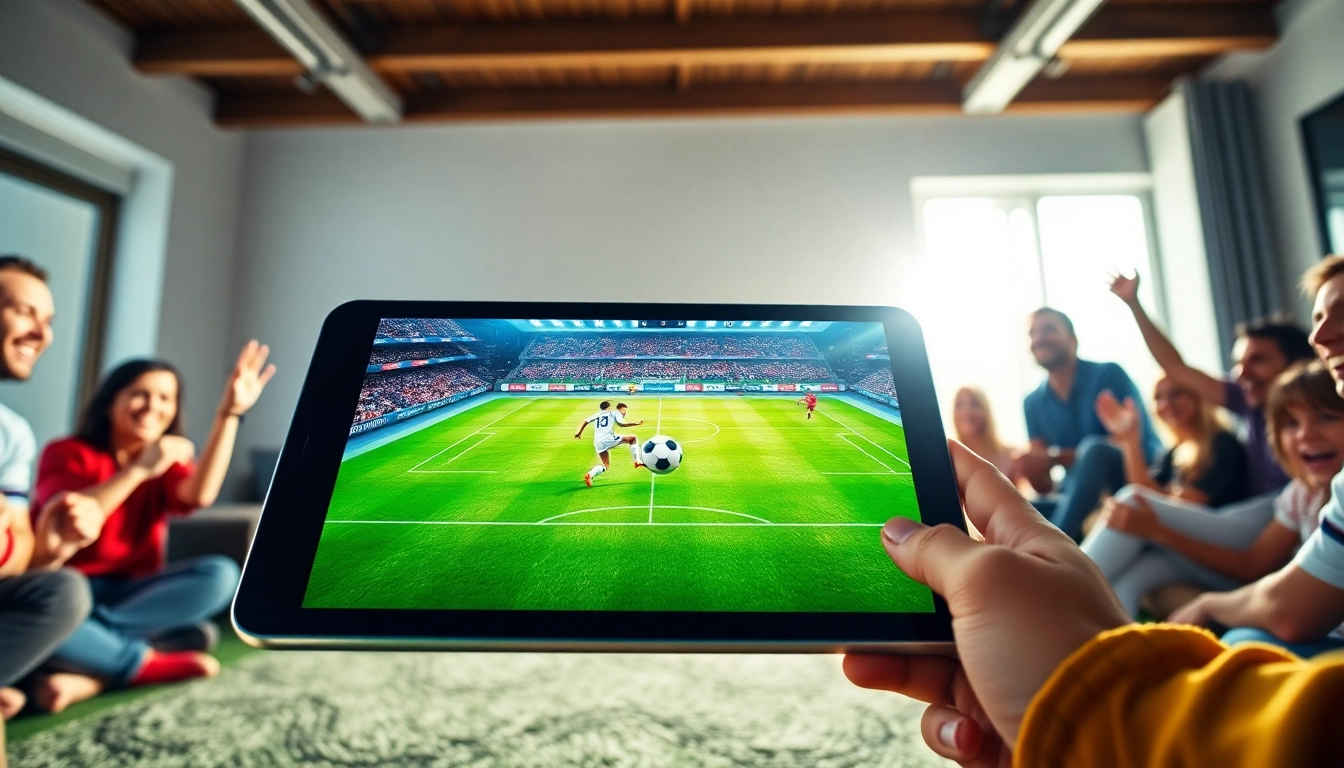 Experience live soccer streaming on joemadfan.com with fans cheering in a vibrant setting.