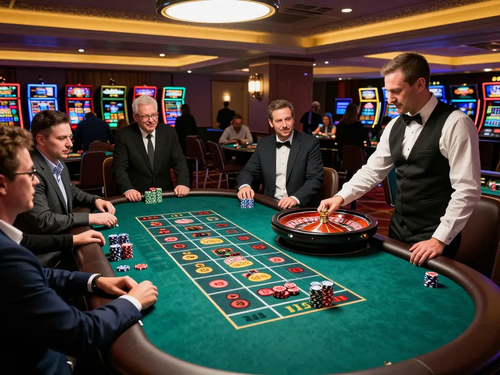 Experience the thrilling roulette game at 11win casino with players engaged and a spinning wheel.