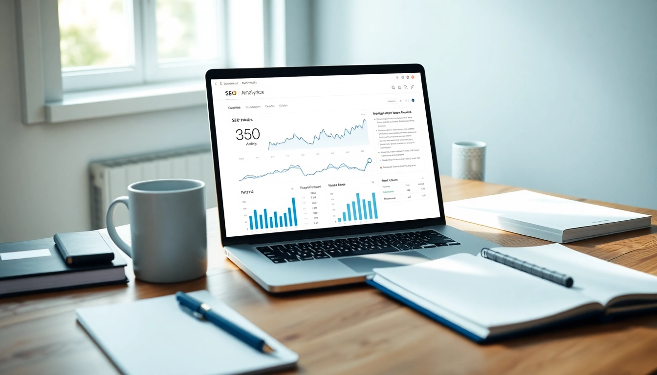 Analyze SEO Rank data on a sleek workspace equipped with analytics tools.