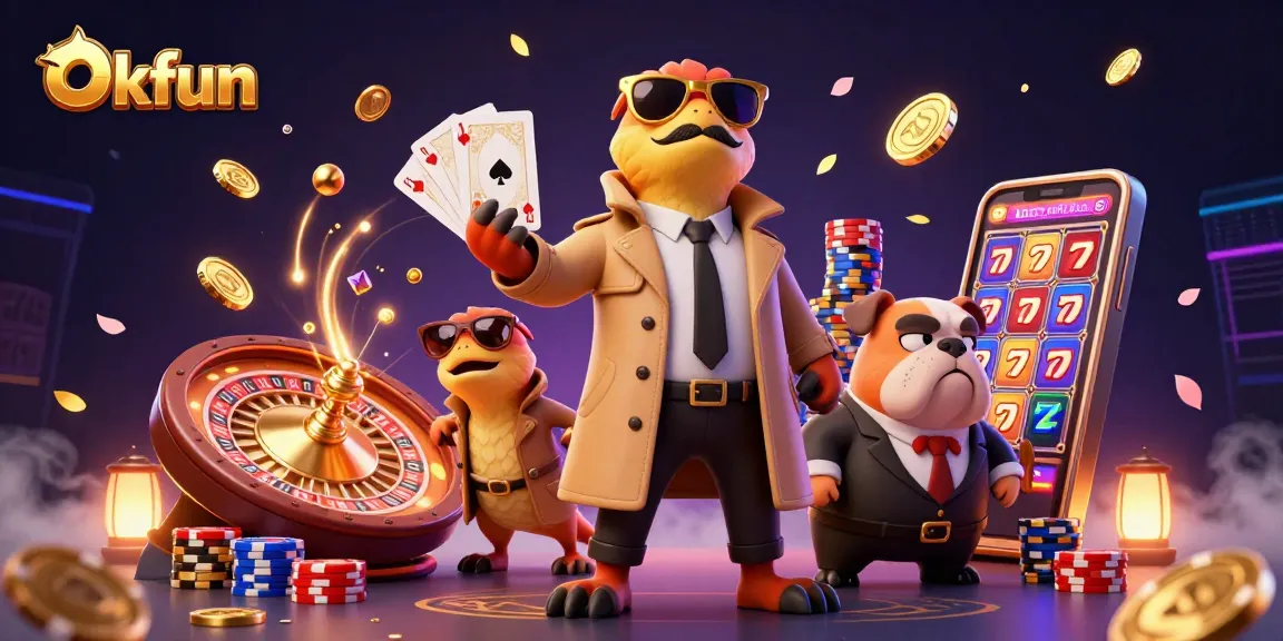 Experience thrilling gaming moments at Okfun with 3D cartoon raptors and casino action.