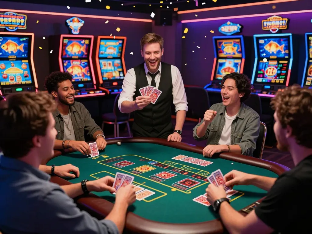 Players enjoying an exciting live casino experience at EE88, showcasing vibrant games and a lively atmosphere.