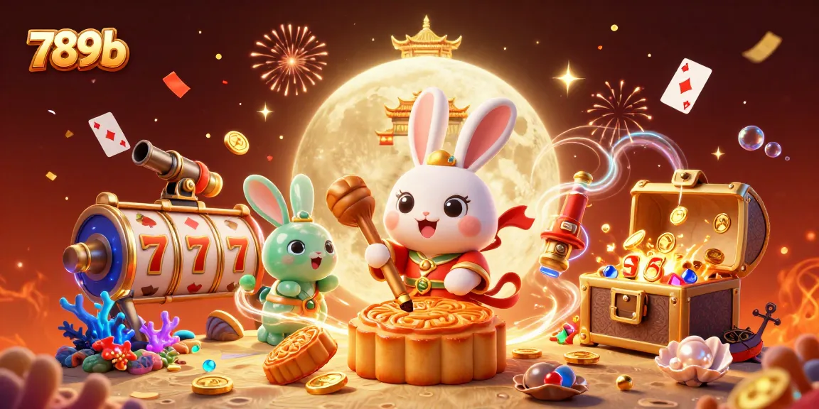 Thỏ trên mặt trăng 789b chế biến bánh trung thu với poker chip bên trong, hình ảnh hấp dẫn cho game thủ.