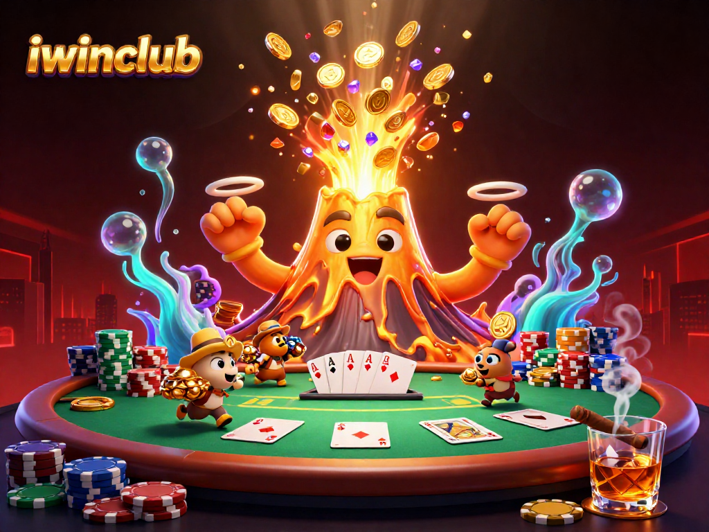 Experience exhilaration and excitement at iwinclub with a vibrant illustration showcasing a dynamic casino scene.