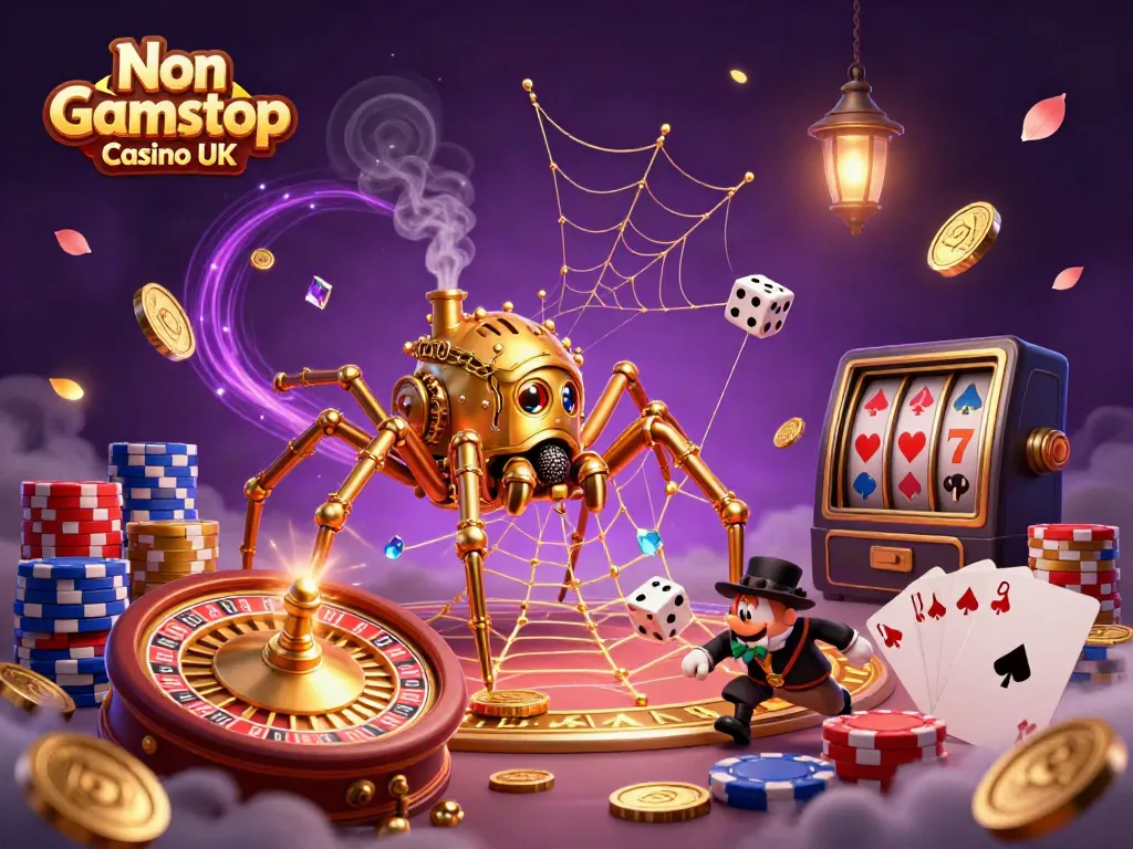 Engage at Non Gamstop Casino UK with vibrant gaming elements and golden treasures.