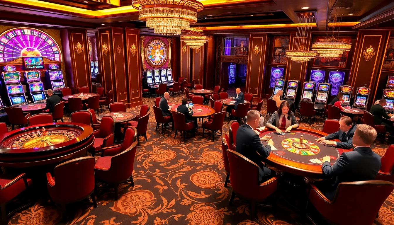 Experience the excitement of SKY88 with vibrant casino tables and engaging players.