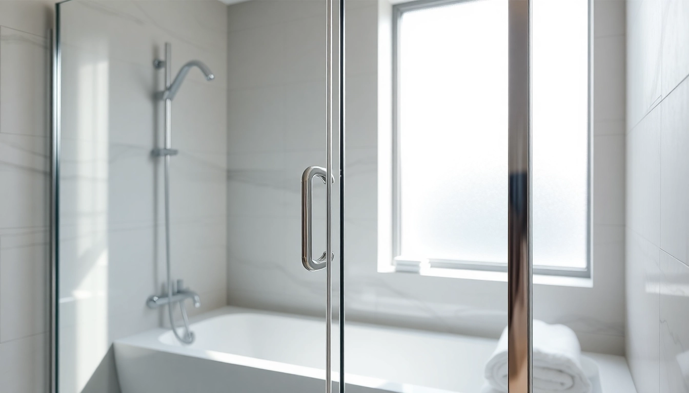 Showcase a contemporary shower screen sliding door highlighting its sleek design and functionality.