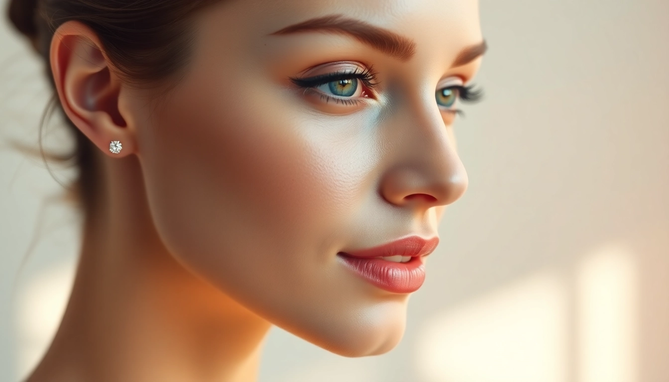 Admire a stunning diamond nose stud accentuating elegance and style on a model's nose.