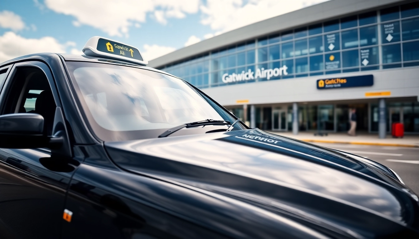 Book a reliable taxi from Gatwick Airport with a polished cab waiting for passengers.