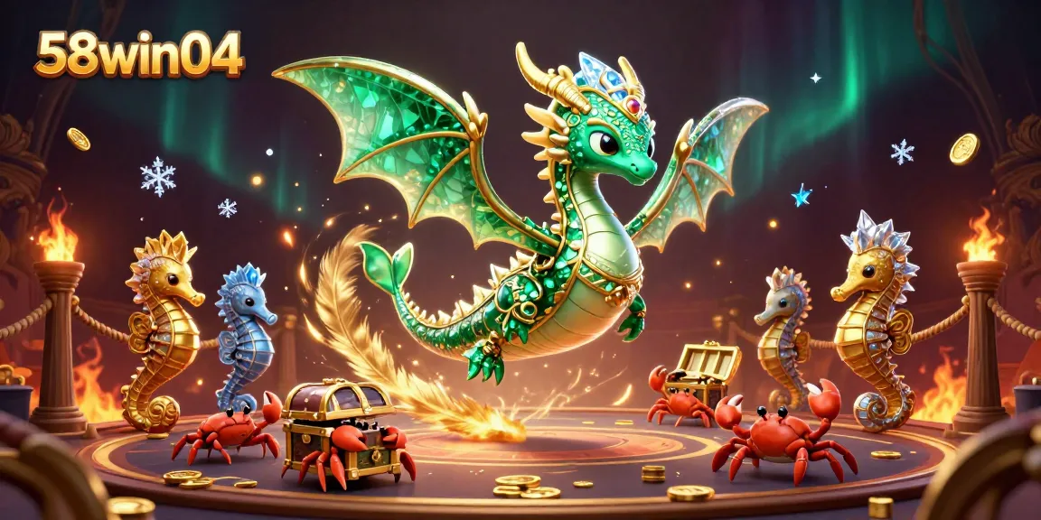 Engage with 58win04's emerald sea dragon in an epic casino adventure, filled with treasures and gaming excitement.