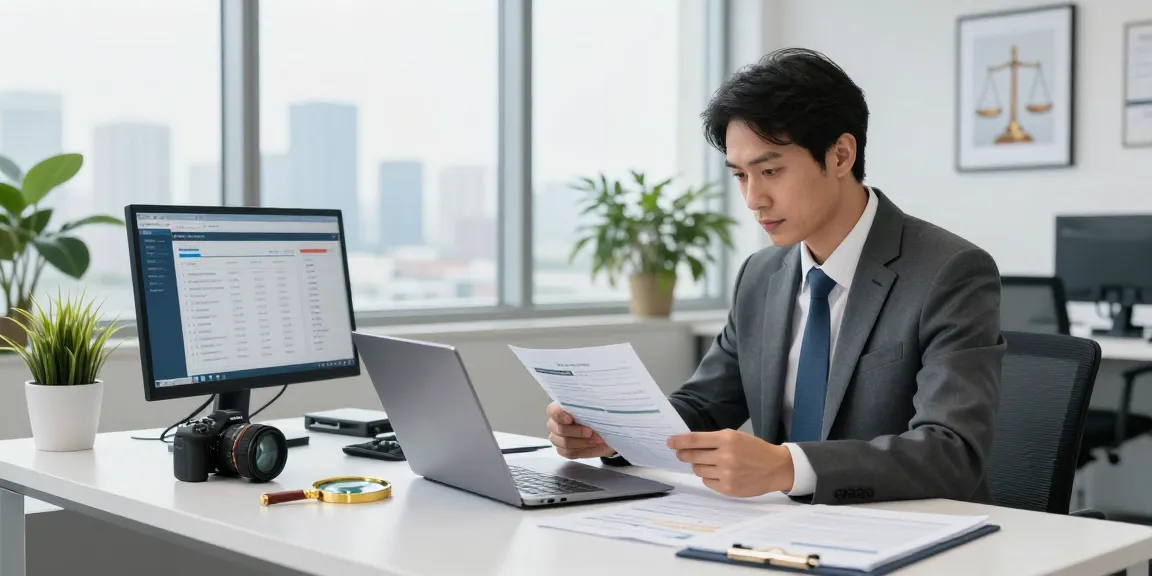 aafikotajakarta.org forensic auditor reviewing financial documents in a modern office setting