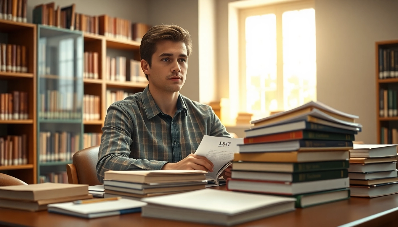 Hire someone to take lsat for you, professional student studying in a cozy library setting.