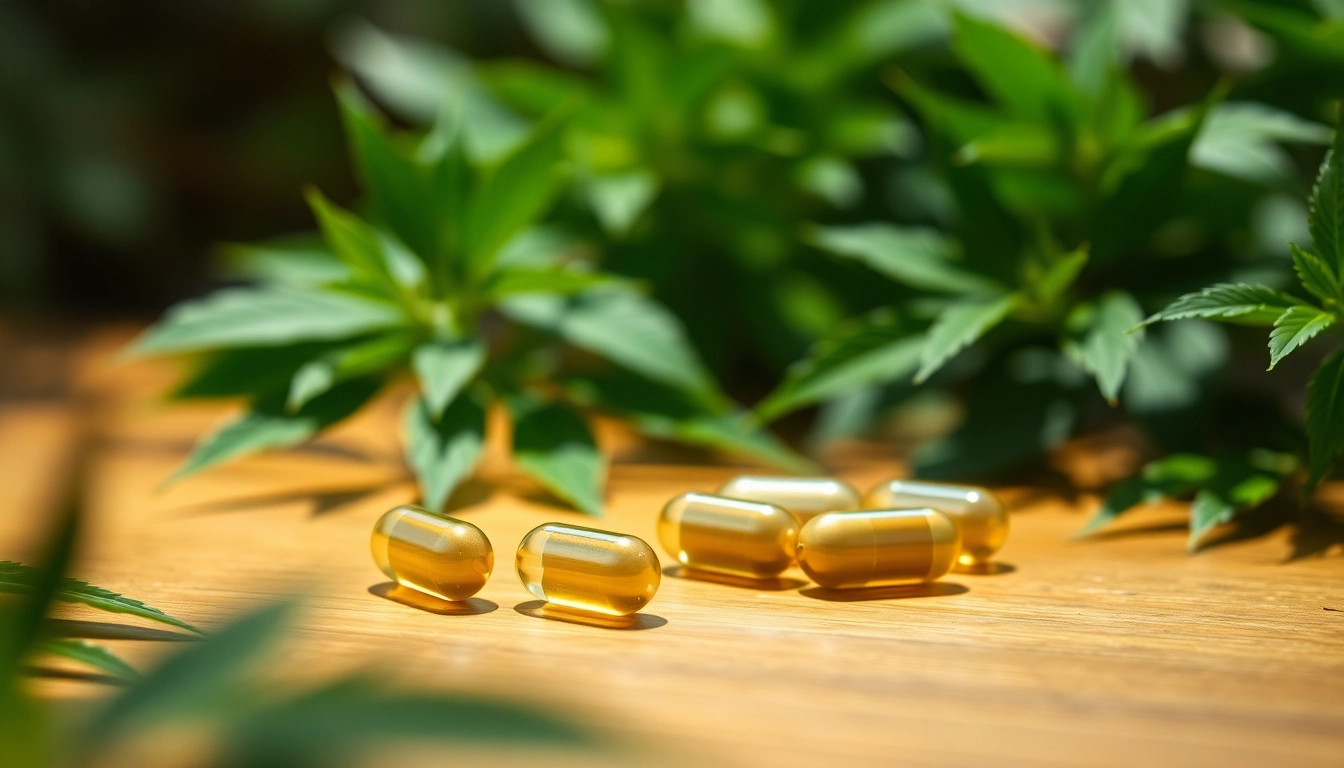 Showcasing Microdose Edibles Capsules Ireland & UK elegantly arranged amidst green foliage for a health-focused atmosphere.