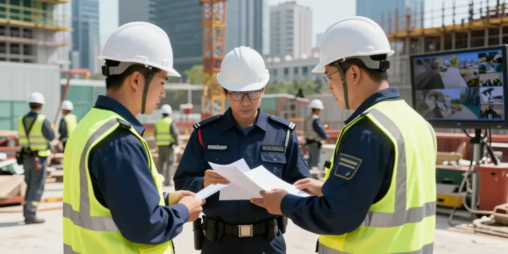 Construction Site Security experts monitoring safety at a local job site.