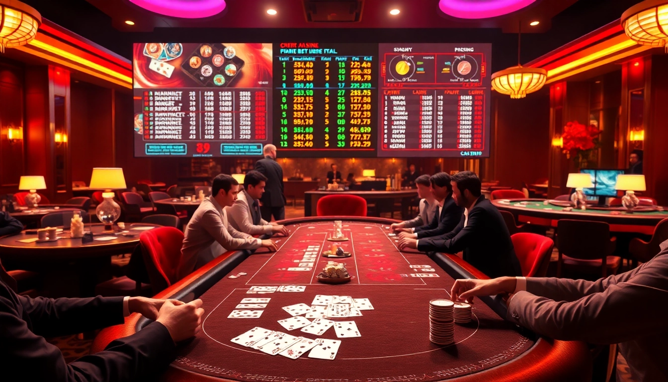 Experience thrilling gameplay at 68VIP casino with vibrant tables, elegant chips, and engaging players.