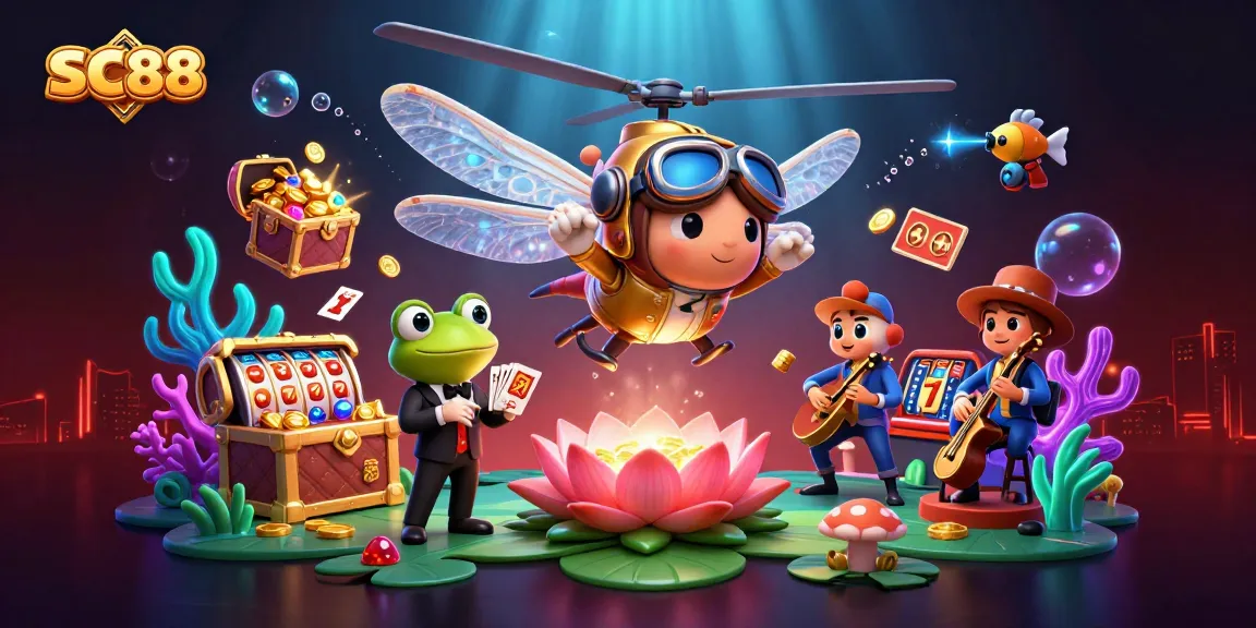 Engage with thrilling SC88 slot experiences as the dragonfly pilot flies above the lily pad casino.