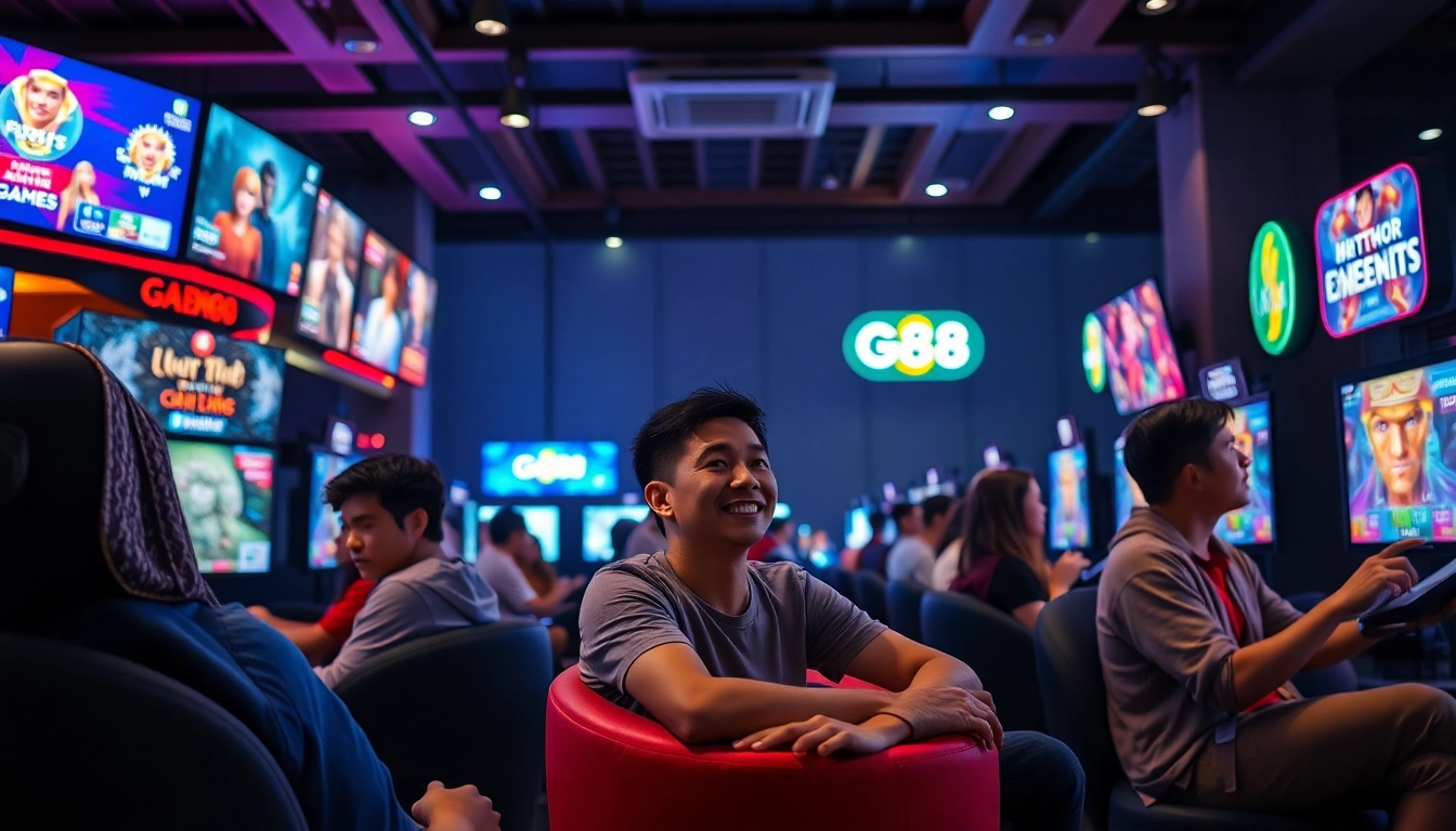 Experience the thrill of tải g88 with diverse gamers enjoying the vibrant lounge atmosphere.