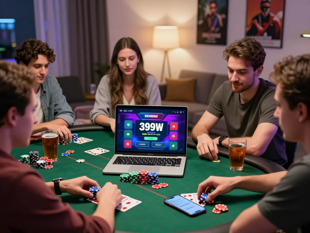 Friends enjoying a thrilling gaming session on the 399W online platform.