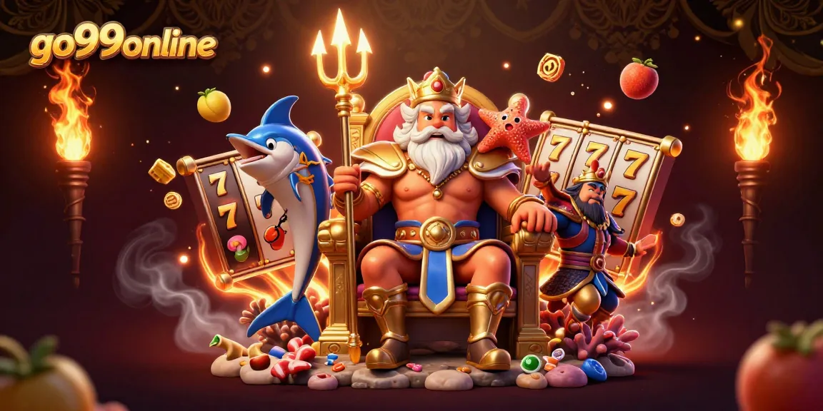 Experience thrilling gameplay with go99online's vibrant slot features in this animated casino scene.