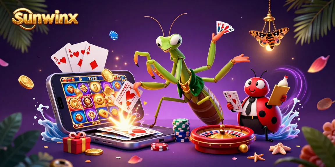 Experience the excitement at sunwinx as a mantis card sharp deals winning hands and spins slots.