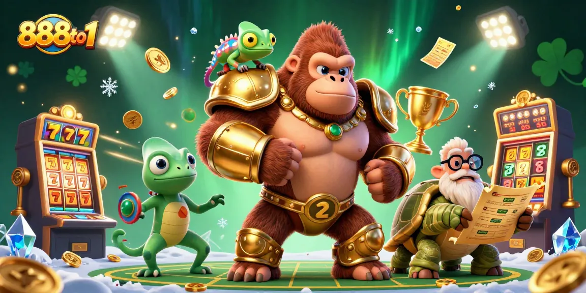 Experience thrilling gaming at 888to1 with a rich and vibrant 3D casino illustration.